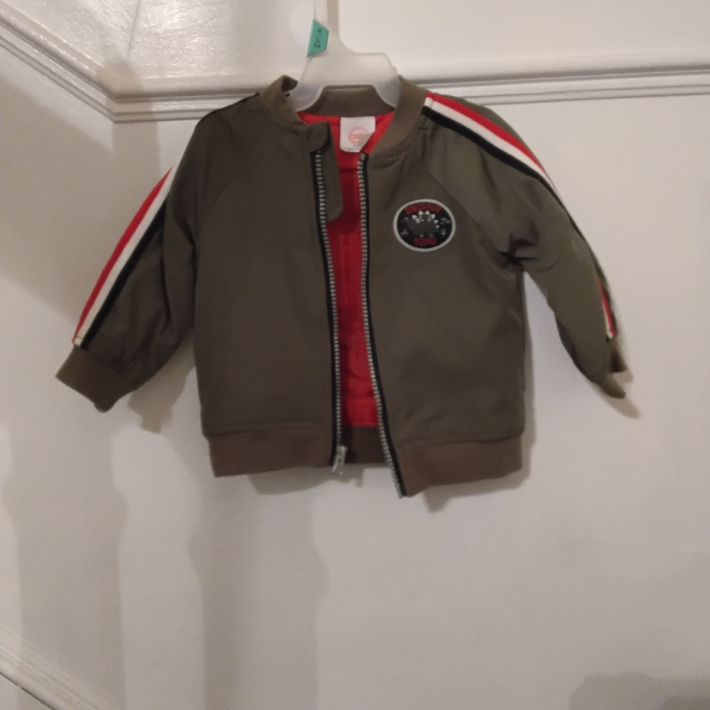 Wonder Nation Brown Jacket with Red and Black Stripes